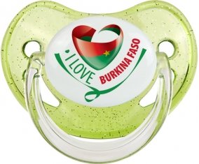 I Love Burkina Faso Sucette Physiologique Vert à paillette