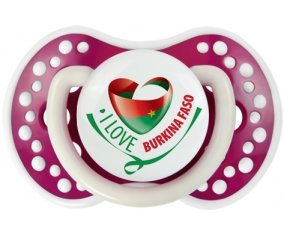I Love Burkina Faso Sucette LOVI Dynamic Fuchsia phosphorescente