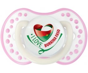 I Love Burkina Faso Sucette LOVI Dynamic Blanc-rose phosphorescente