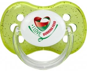 I Love Burkina Faso Sucette Cerise Vert à paillette