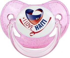 I Love Haiti Sucette Physiologique Rose à paillette