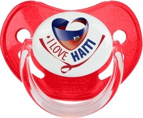 I Love Haiti Sucette Physiologique Rouge à paillette