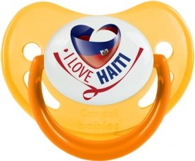 I Love Haiti Sucette Physiologique Jaune phosphorescente