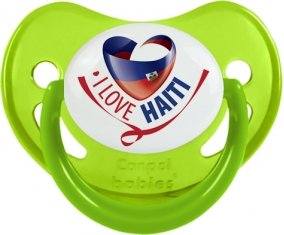 I Love Haiti Sucette Physiologique Vert phosphorescente