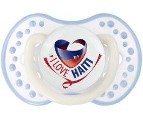 I Love Haiti Sucette LOVI Dynamic Blanc-cyan classique