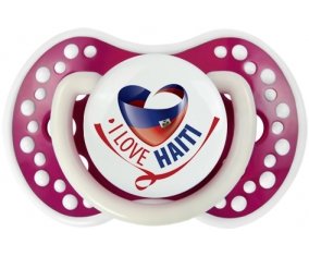 I Love Haiti Sucette LOVI Dynamic Fuchsia phosphorescente