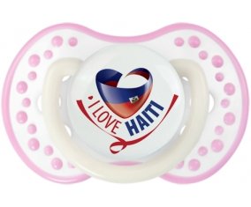 I Love Haiti Sucette LOVI Dynamic Blanc-rose phosphorescente