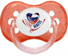 I Love Haiti Tétine Cerise Rouge à paillette