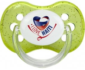 I Love Haiti Tétine Cerise Vert à paillette