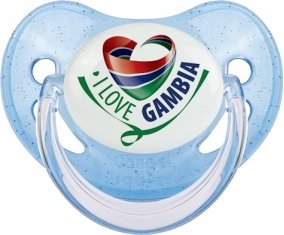 I Love Gambia Tétine Physiologique Bleue à paillette