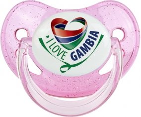 I Love Gambia Tétine Physiologique Rose à paillette