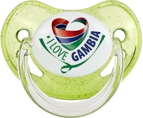 I Love Gambia Tétine Physiologique Vert à paillette