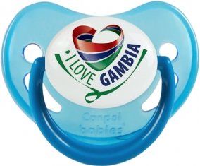 I Love Gambia Tétine Physiologique Bleue phosphorescente