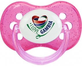 I Love Gambia Sucete Cerise Rose à paillette