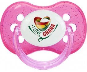 I Love Ghana Sucette Cerise Rose à paillette