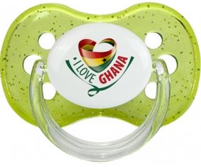 I Love Ghana Sucette Cerise Vert à paillette