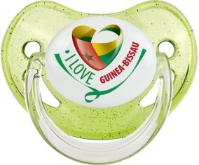 I Love Guinea-Bissau Sucette Physiologique Vert à paillette