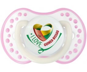 I Love Guinea-Bissau Sucette LOVI Dynamic Blanc-rose phosphorescente