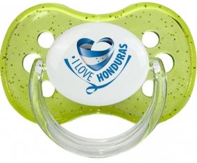I Love Honduras Tétine Cerise Vert à paillette