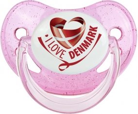 I Love Denmark Tétine Physiologique Rose à paillette