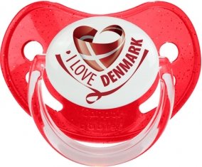 I Love Denmark Tétine Physiologique Rouge à paillette