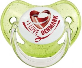 I Love Denmark Tétine Physiologique Vert à paillette