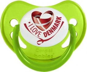 I Love Denmark Tétine Physiologique Vert phosphorescente