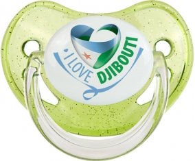 I Love Djibbouti Sucette Physiologique Vert à paillette