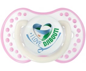 I Love Djibbouti Sucette LOVI Dynamic Blanc-rose phosphorescente