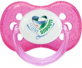 I Love Djibbouti Tétine Cerise Rose à paillette