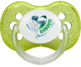 I Love Djibbouti Tétine Cerise Vert à paillette
