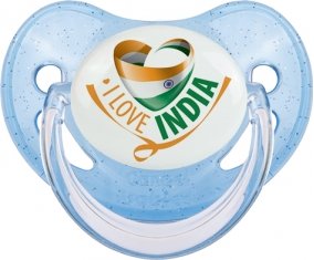 I Love India Tétine Physiologique Bleue à paillette