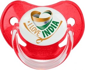 I Love India Tétine Physiologique Rouge à paillette