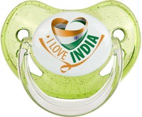 I Love India Tétine Physiologique Vert à paillette