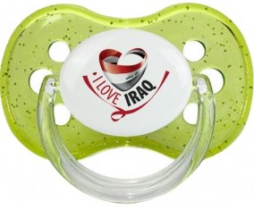 I Love Iraq Sucette Cerise Vert à paillette