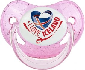 I Love Iceland Tétine Physiologique Rose à paillette