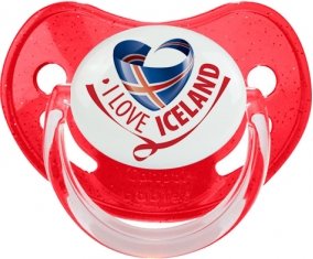 I Love Iceland Tétine Physiologique Rouge à paillette