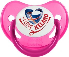 I Love Iceland Tétine Physiologique Rose phosphorescente
