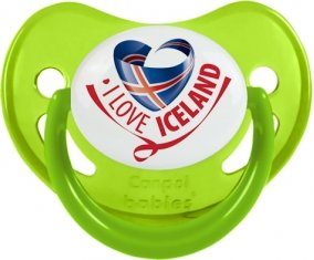 I Love Iceland Tétine Physiologique Vert phosphorescente