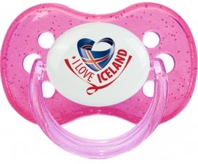 I Love Iceland Sucete Cerise Rose à paillette