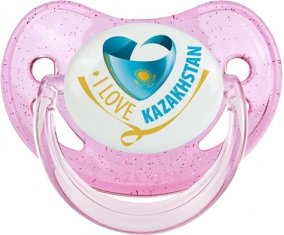 I Love Kazakhstan Sucette Physiologique Rose à paillette