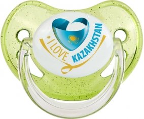 I Love Kazakhstan Sucette Physiologique Vert à paillette