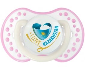 I Love Kazakhstan Sucette LOVI Dynamic Blanc-rose phosphorescente