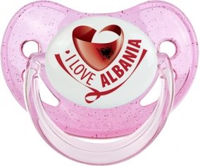 I Love Albania Sucette Physiologique Rose à paillette
