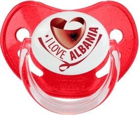 I Love Albania Sucette Physiologique Rouge à paillette