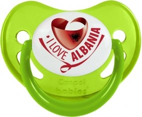 I Love Albania Sucette Physiologique Vert phosphorescente