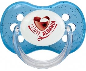 I Love Albania Tétine Cerise Bleu à paillette