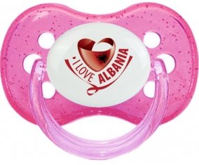 I Love Albania Tétine Cerise Rose à paillette