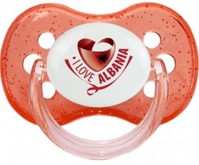 I Love Albania Tétine Cerise Rouge à paillette