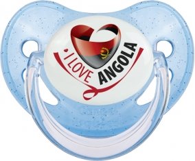 I Love Angola Tétine Physiologique Bleue à paillette